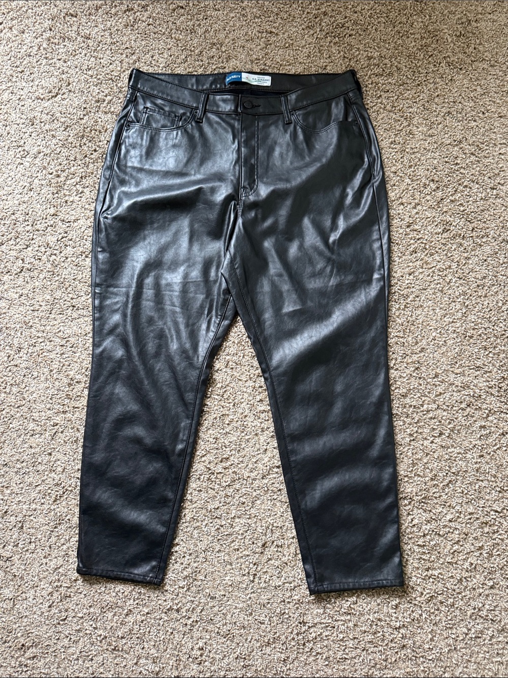Old Navy Black OG High Rise Super Smooth Faux Leather Straight-Leg Pants
